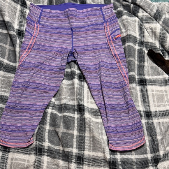 lululemon athletica Pants - lululemon athletica Striped Capris in Purple and Pink